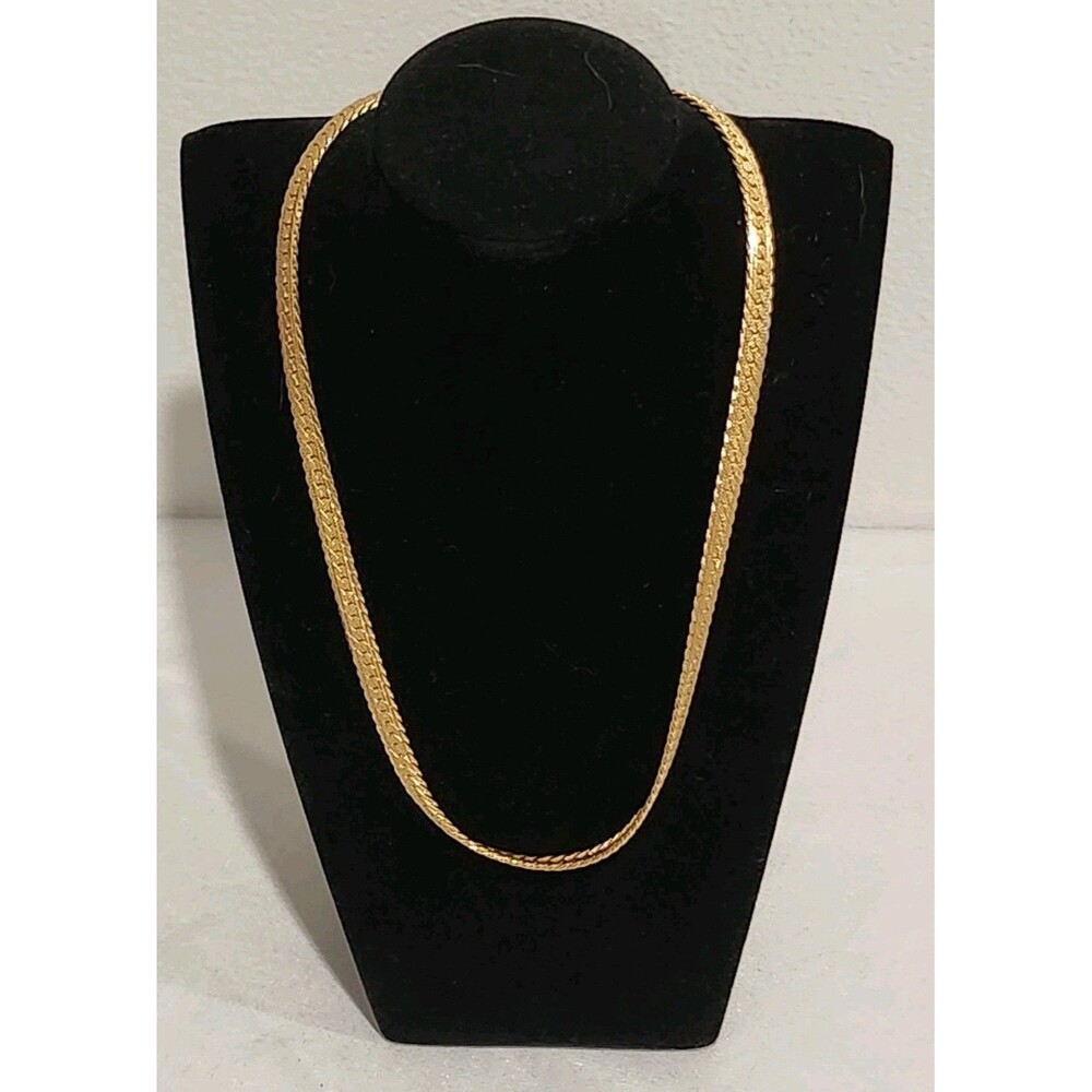 Vintage Napier 18" Gold Tone Herringbone Chain Necklace